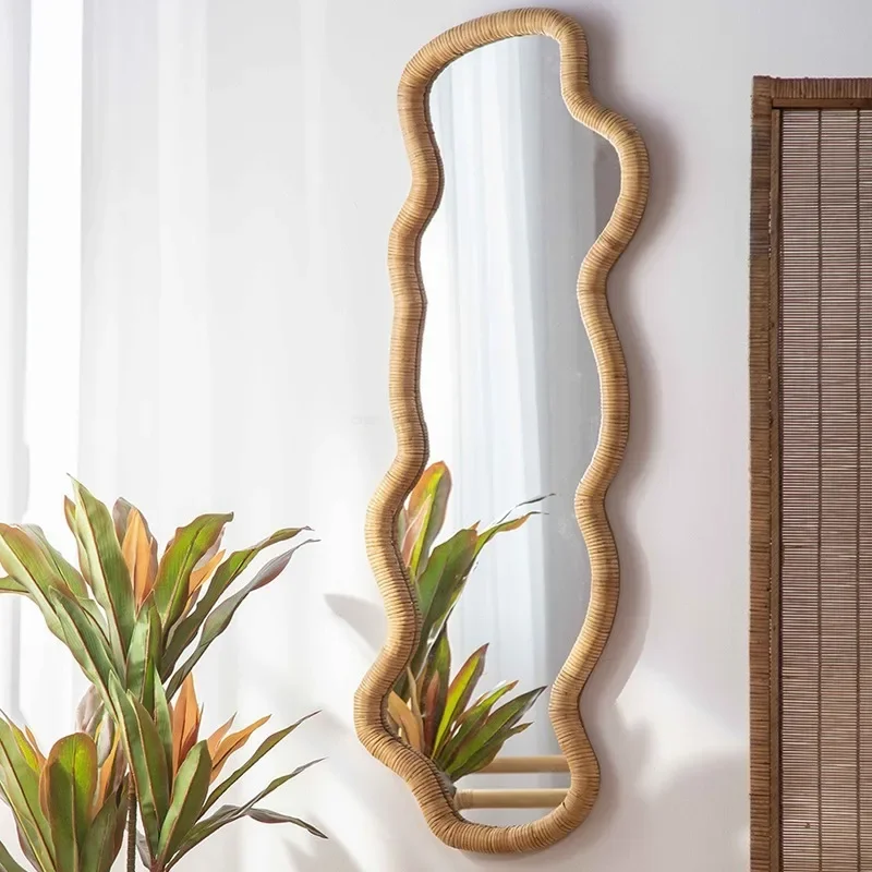 Nordic full-body mirror special-shaped floor-to-ceiling girls fitting mirror full-length  bedroom wall-mounted ratt