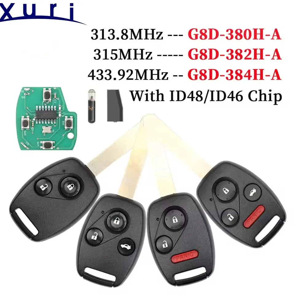 

Xuri OUCG8D-380H-A/382H/384H 313.8/315/433MHz ID48/46 Remote Key for Honda Accord CRV HRV Fit City Jazz Odyssey Shuttle Civic