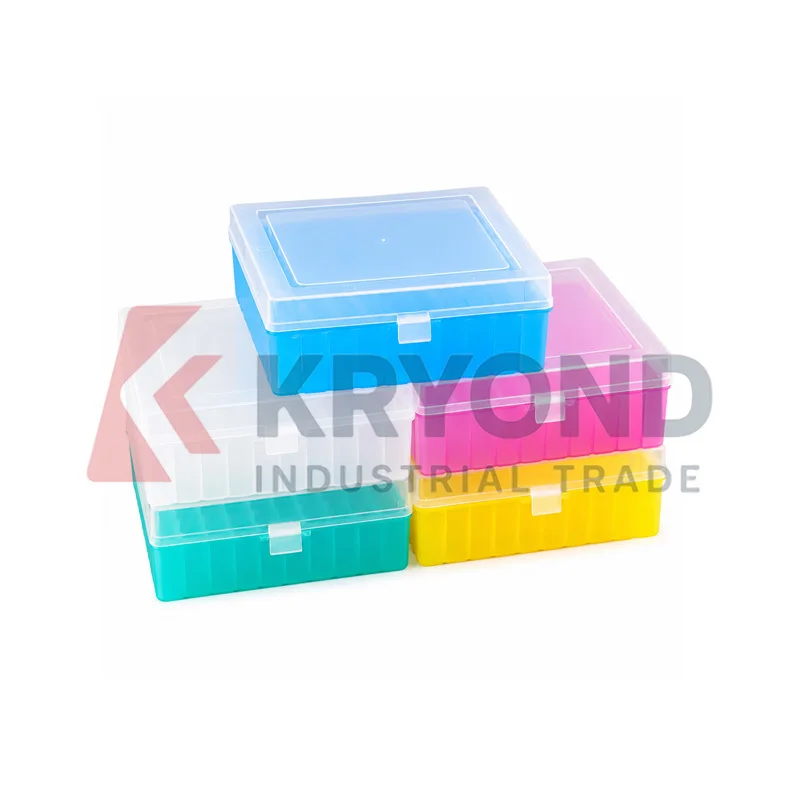 Plastic Freezing Storage Box 1.8mL 2mL 100 Wells Attached Lid PP Material Multi Color Laboratory Cryovial Container Research Set
