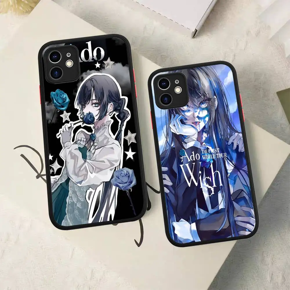 

Cartoon Ado Kyogen X Uta Matte Translucent Phone Case For Iphone 16 ProMax 15 14 13 12 11 X XS PRO Plus