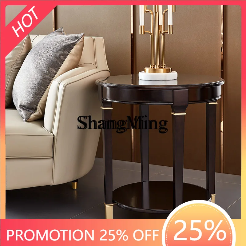

SM light luxury round sofa edge corner few modern simple solid wood bedside small round table