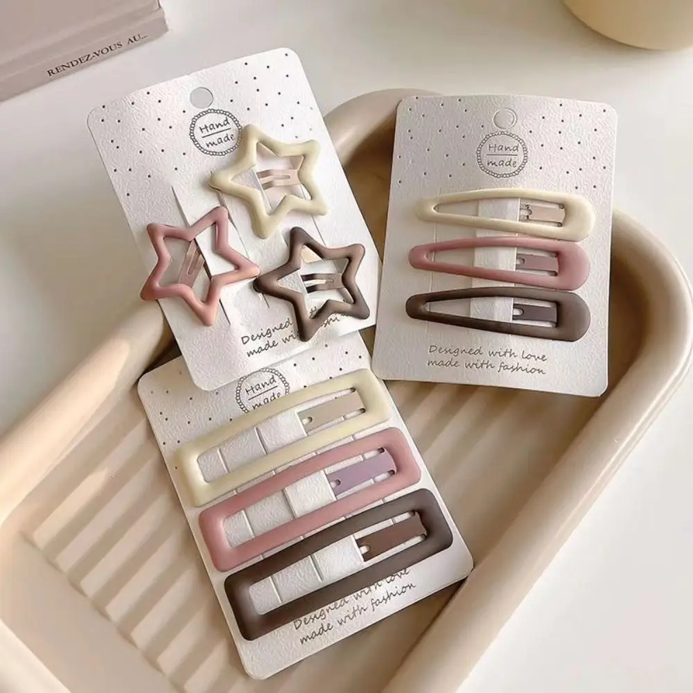 3pc/set Water Drop Star Love BB Clip Fashion Geometric Metal Y2k Barrettes Hair Accessories Korean Style Children