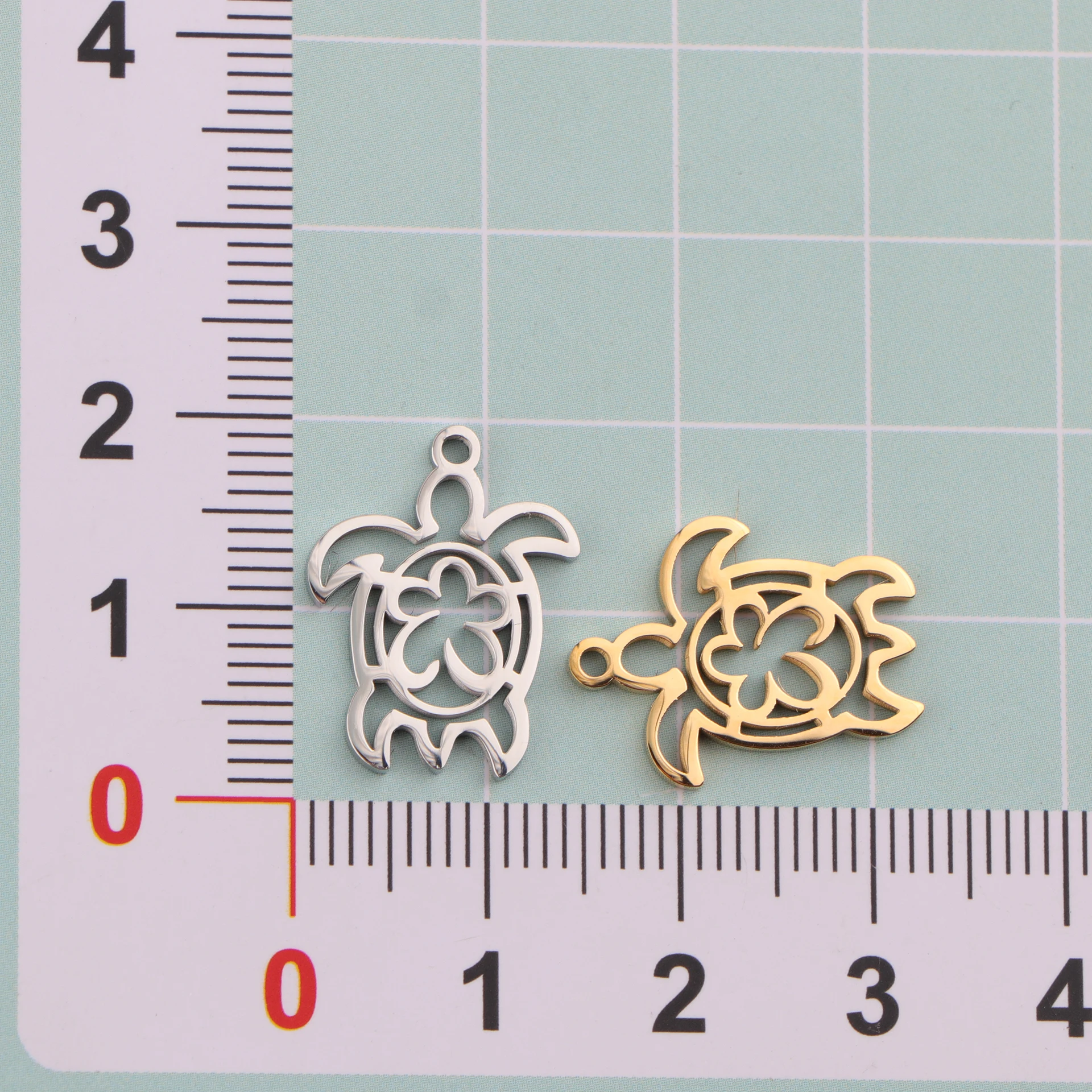 20 قطعة/الوحدة مرآة مصقولة الفولاذ المقاوم للصدأ الجوف السلحفاة سحر المحيط سلسلة قطاع قلادة DIY بها بنفسك صنع المجوهرات الملحقات