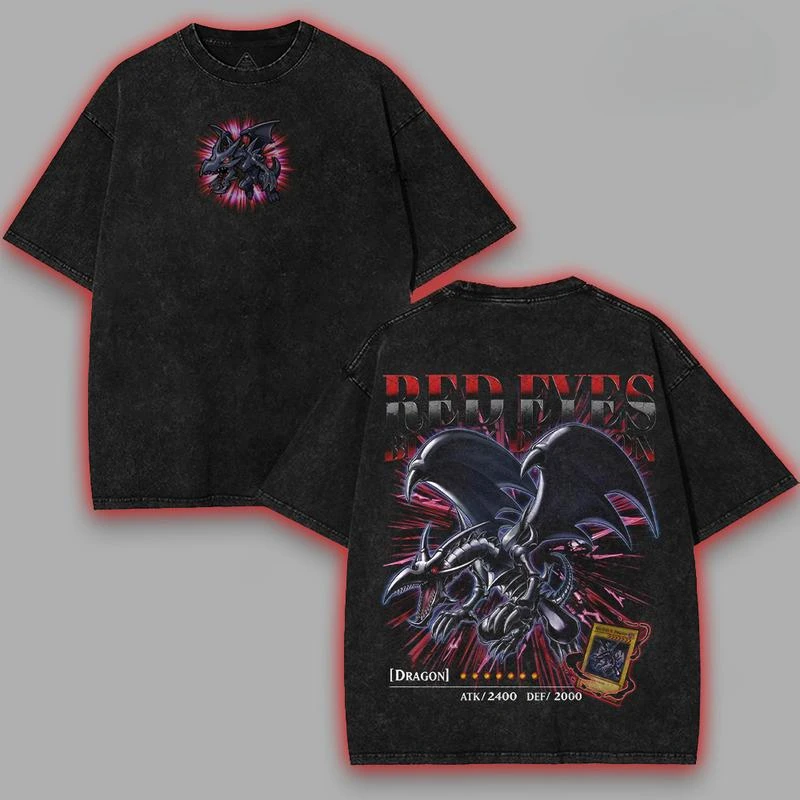 Men's Vintage Washed T-shirt Yugioh Dark Magician Girl Harajuku Streetwear Oversized Crew Neck Anime Casual Short Sleeve Tops view 3