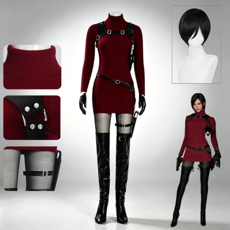 Traje Rojo de Resident Evil, Mono de Ada Wong, Cosplay Completo para Mujer, Disfraz para Fiesta de Halloween, Estilo Remake
