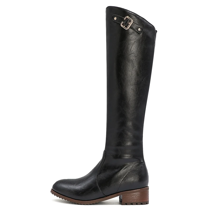 Vintage Knee High Boots Women Shoes Casual Brown Black Riding Boot Flats 2024 Autumn Winter Snow Boots Shoes Woman Large Size 48