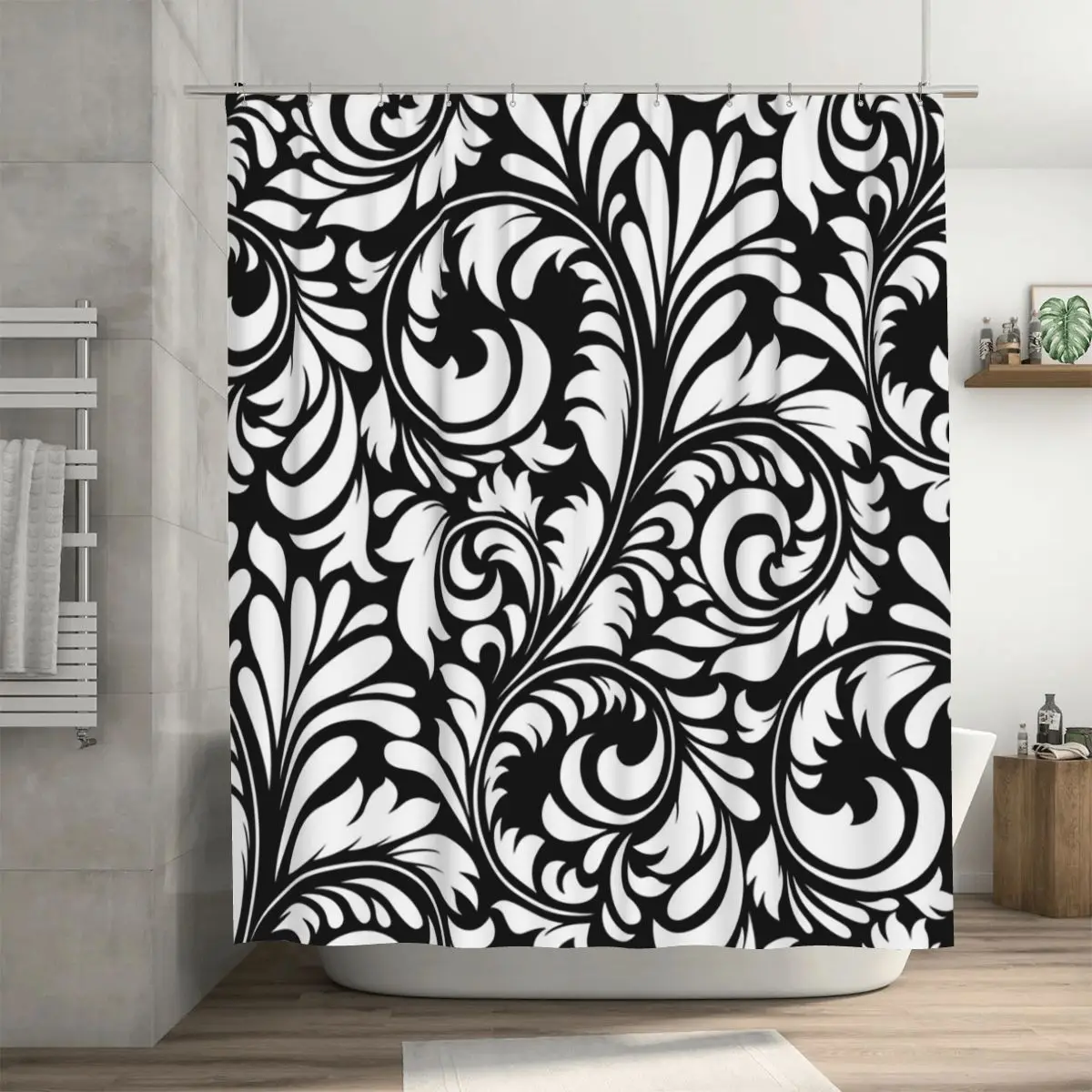 

Абстрактная занавеска для душа с изображением вихревых листьев, полиэстеровая, водонепроницаемая, с крючками