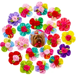 20PCS Handmade Pet Dog Hair Bows Puppy cat Hair Accessories Flower Bows Dog Grooming Bows for Small Dogs Pet Products