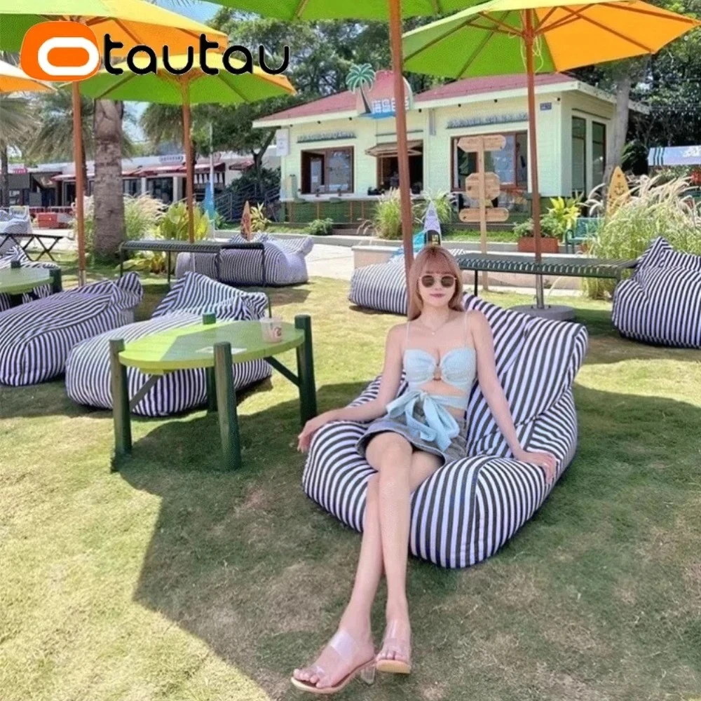 OTAUTAU Outdoor Bean Bag Lounge Cover Without Filler Swim Pool Float Rafts Beach Salon Pouf Bed Waterproof Oxford Sofa SF135