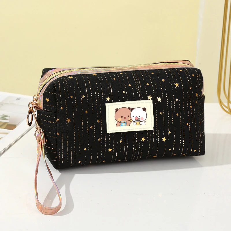Bubu Dudu Women Makeup Bag Yier Bear Panda Embroidered Fabric Label Toiletry Bags Female Kawaii Travel Zipper Storage Wash Bag