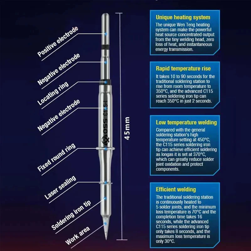 OSS C115 C210 T245 Soldering Tip for JBC C245 C210 C115 Soldering Tip Compatible with Maant GVM OSS Soldering Station Tip Tool