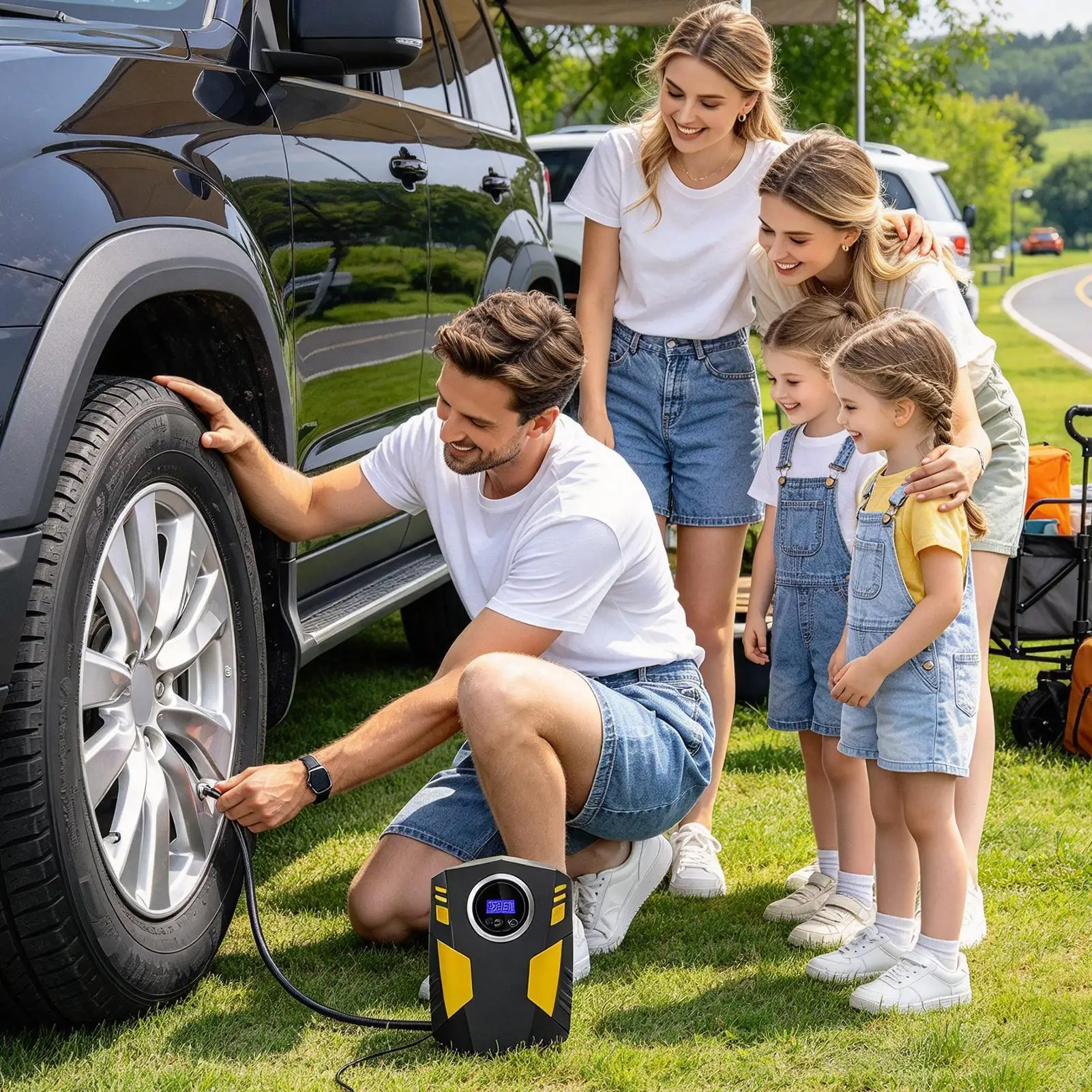 Tire Inflator Fast Inflation Electric 9.84ft Corded Inflator Car Tire Pump For SUVs Bikes Bicycles Balls Rubber Boats Beach