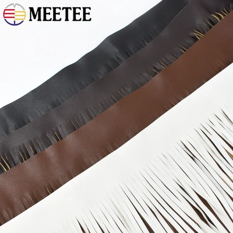 Meetee 55/70cm Extra Long Leather Tassel Fringe Dress Jacket Decor Lace Trim Edging Fringes DIY Garment Sewing Crafts Accessory