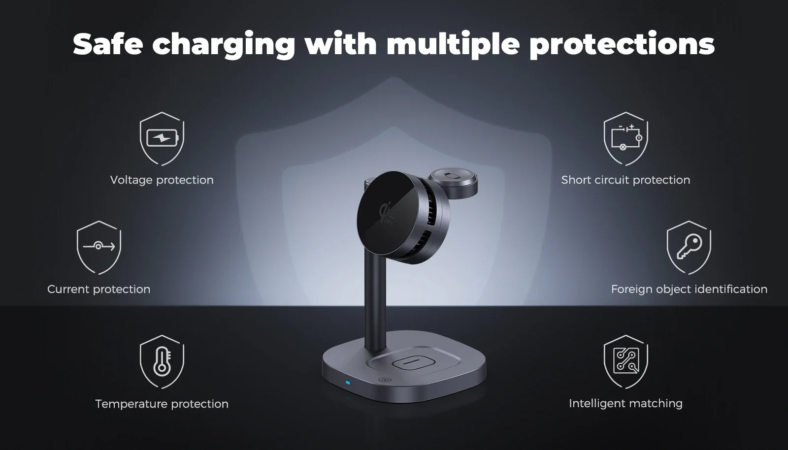 ICE Cooling Qi2.2 25W 3-in-1 Magnetisches Kabelloses Ladegerät Ständer Schnellladung für Magsafe iPhone 17 Pro Max Apple Watch 2-8 Airpods – Detail 2