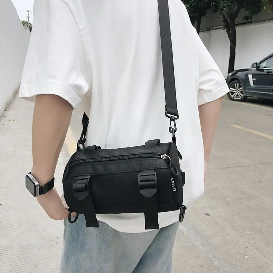 1 Pcs Casual Nylon Crossbody Bag For Women Men Shoulder Bag Lady Travel Shopper Bag Female Purses Korea Style Barrel-shaped