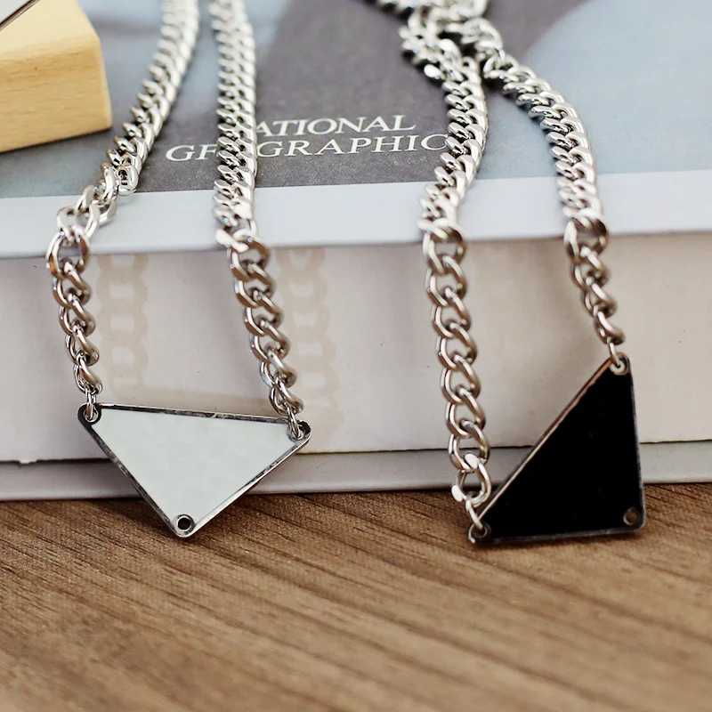 316L Stainless Steel Inverted Triangle Letter P Pendants Necklace Jewelry