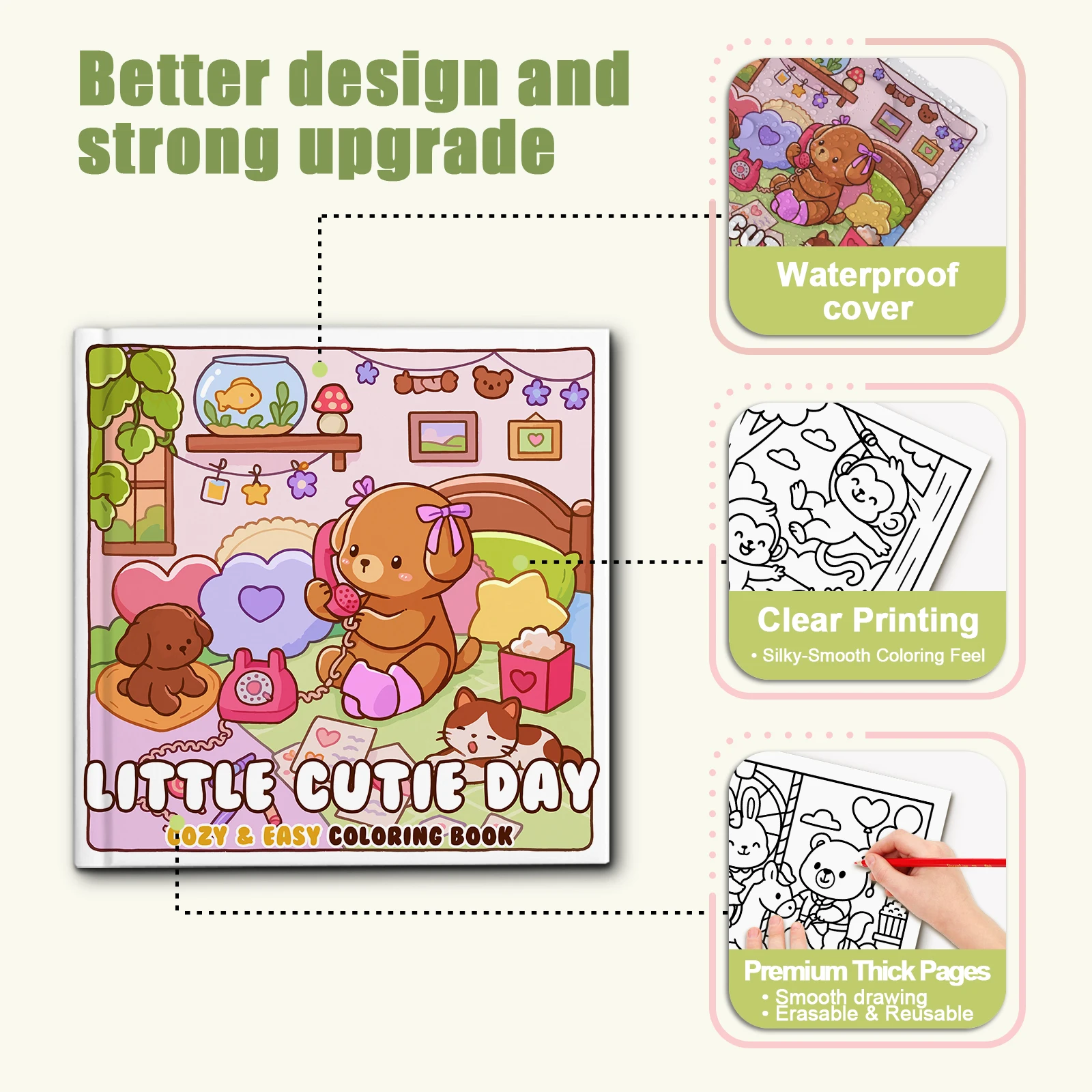 LITTLE CUTIE DAY Bold-easy Patterns Coloring Book for Adults Cute Drawing Book Perfect Gift for Party and Birthday