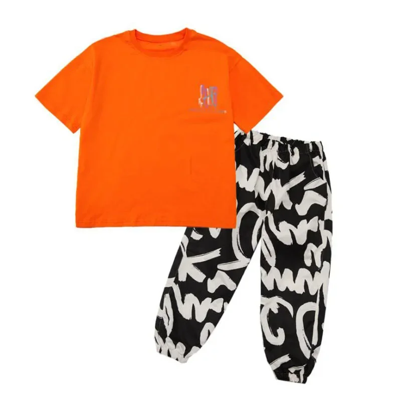 Girls Jazz Dance Costumes Hip Hop Outfits Loose Tshirt Jogger Pants Clothing Street Dancing Dress Suit Kids Modern Stage Wear