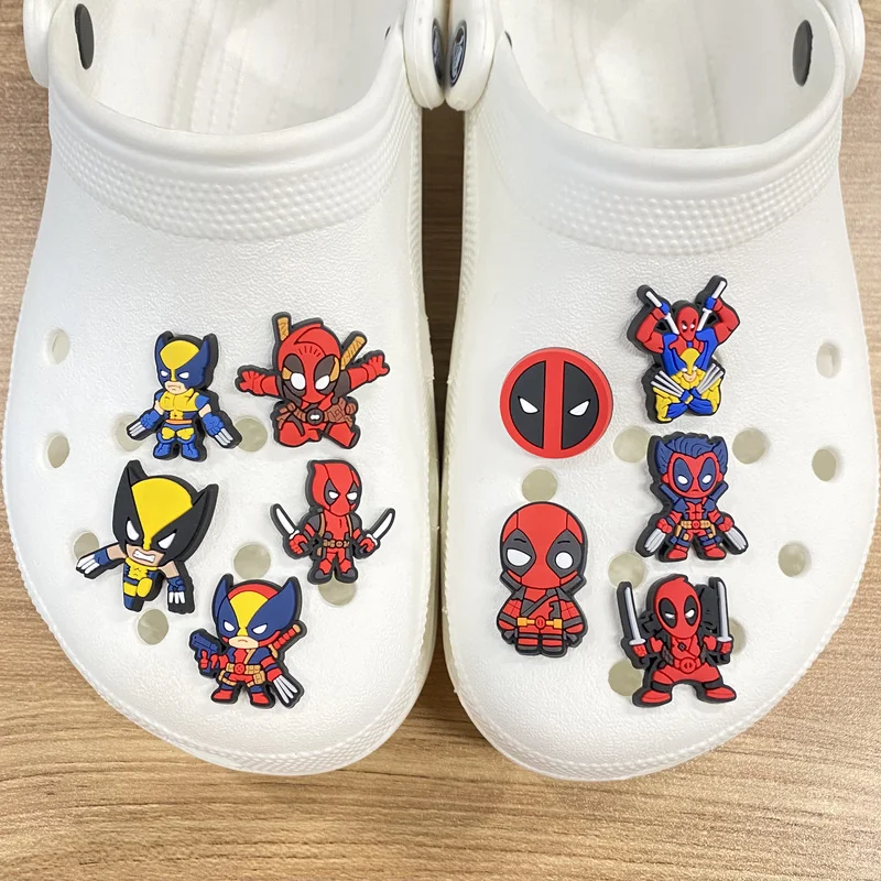 19pcs/set Marvel Deadpool Cartoon Series for Anime Shoe Charms Accessories DIY Shoes Decoration Toy for Classic Clog Kids Gifts