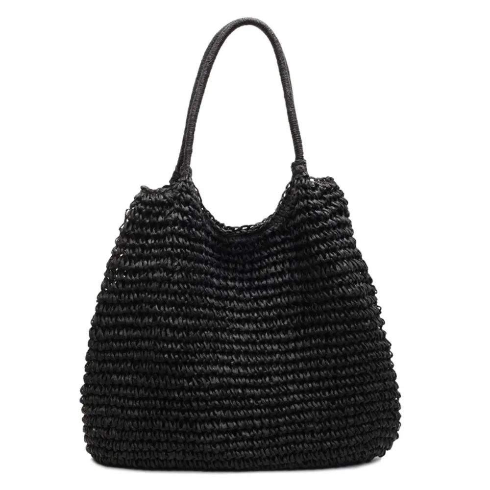 Fashion Hollow Out Straw Shoulder Bag Breathable Casual Summer Beach Bag Bohemian Portable Weave Tote Bag Outdoor
