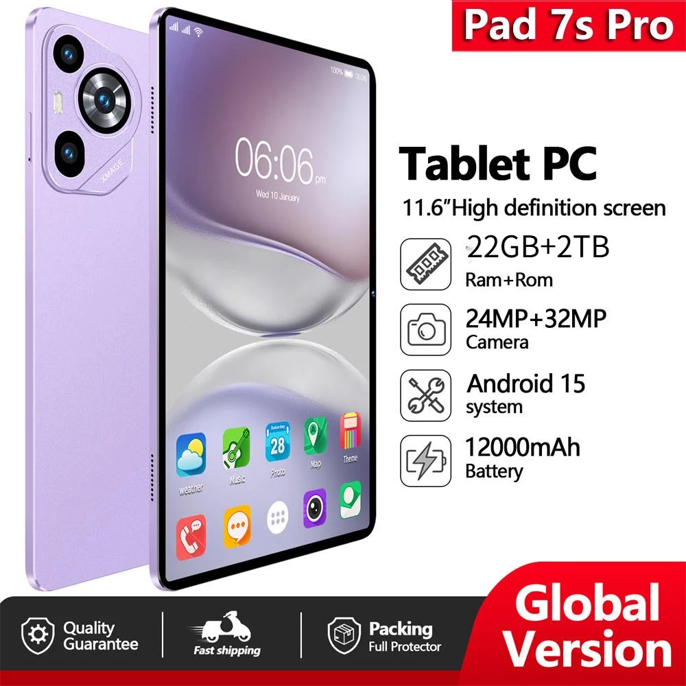 

HOT Pad 7s Pro Original 11.6 inch Screen 12000mAh Tab Global Version 5G Dual Card Tablet 22GB+2TB Children's Tablets