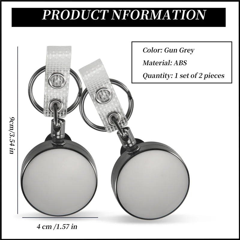 2 حزمة صغيرة الثقيلة حامل شارة قابل للسحب بكرة، حامل شارة الهوية المعدنية مع مشبك حزام حلقة رئيسية لسلسلة مفاتيح بطاقة الاسم (صغير