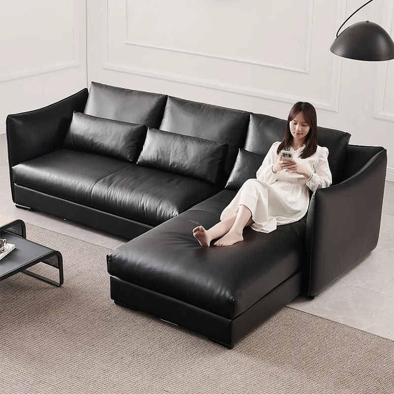 

Customizable high-end leather sofa full leather first layer cowhide minimalist flat living room corner sofa