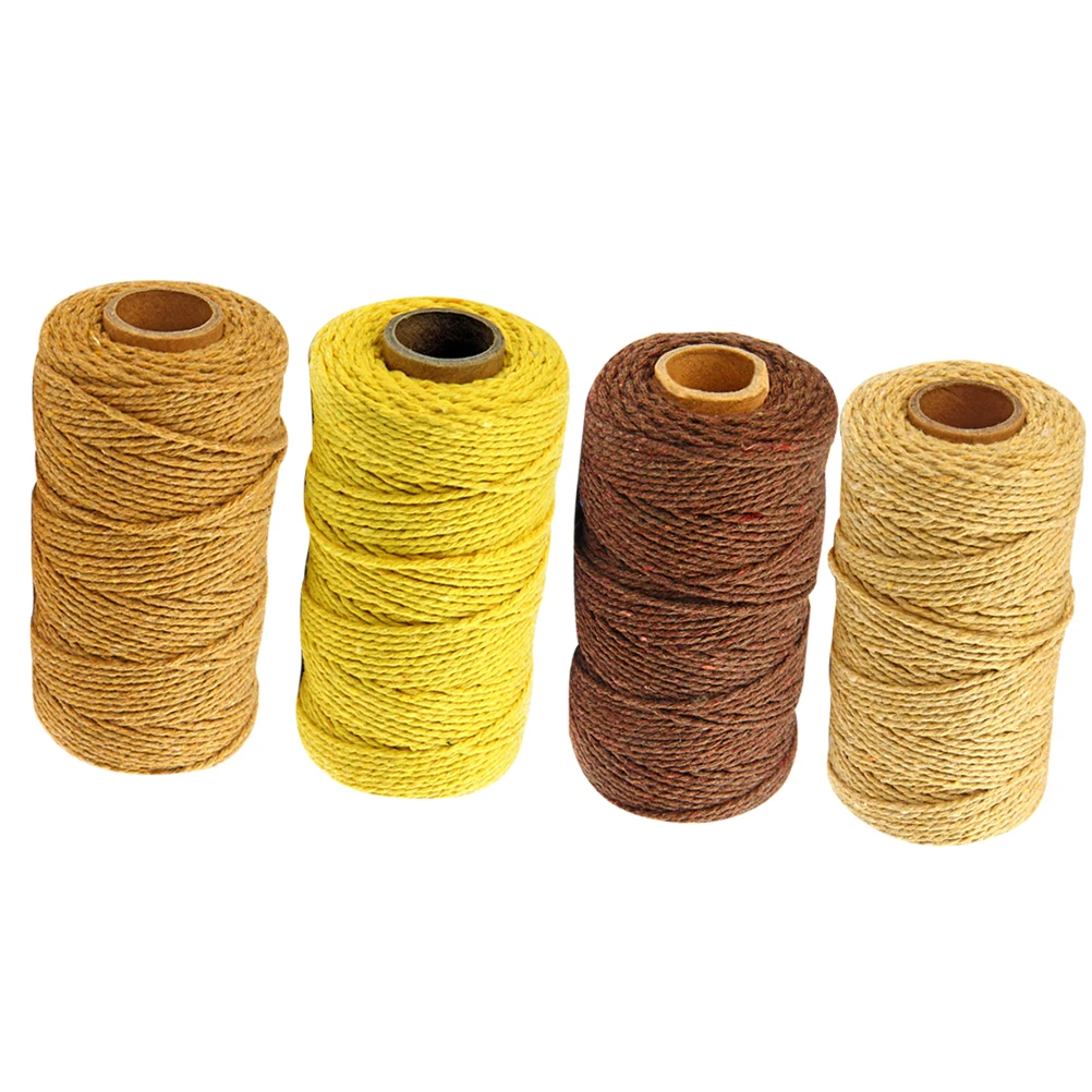 

4pcs 2Mm Thick 10M/100Yard Bright Color Braided Cotton Rope Multi-Functional Wrapping Rope For Diy Art Craft Camping Outdoor