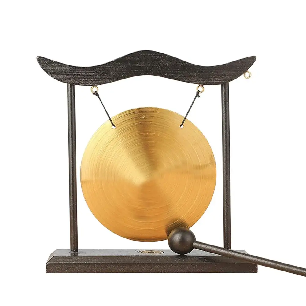 Sleek Brass Percussion Gong with Beautifully Designed Base Perfectly Suited as a Decorative Element in Any Room Setting