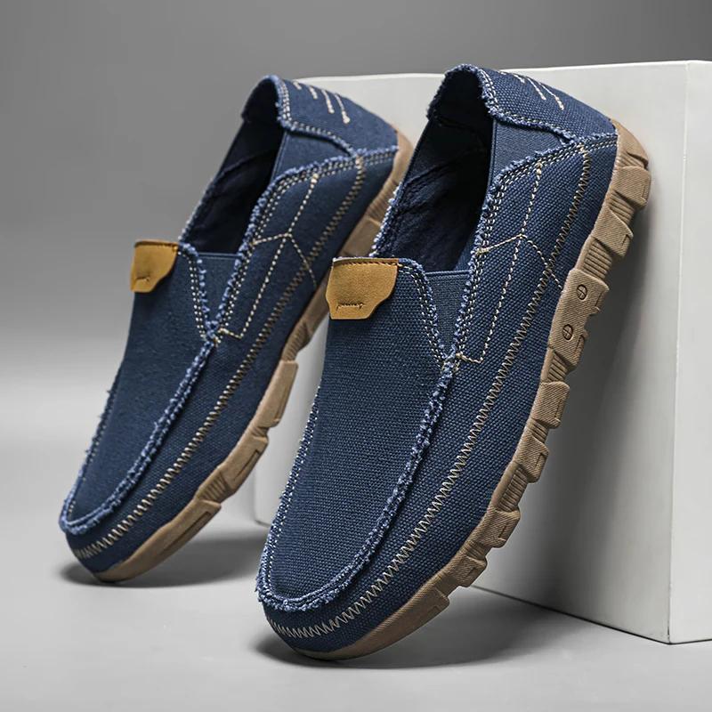 Nieuwe Zomer Mannen Canvas Schoenen Ademend Denim Canvas Casual Schoenen Mannen Loafers Comfortabele Ultralight Luie Bootschoenen Big Size 48