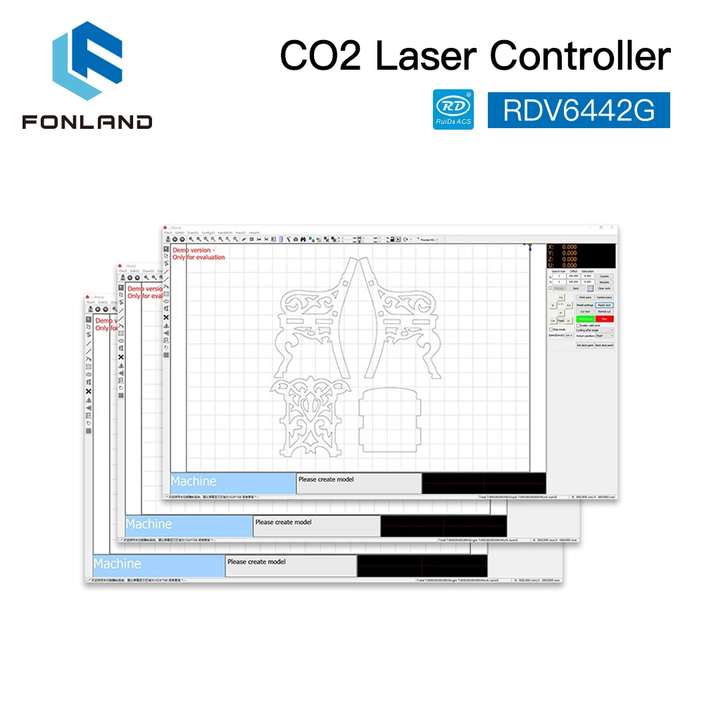 FONLAND RuiDa RDV6442G CCD CO2 Small Vision Laser Cutting & Engraving Control System Cutting Engraver Machines Support LightBurn