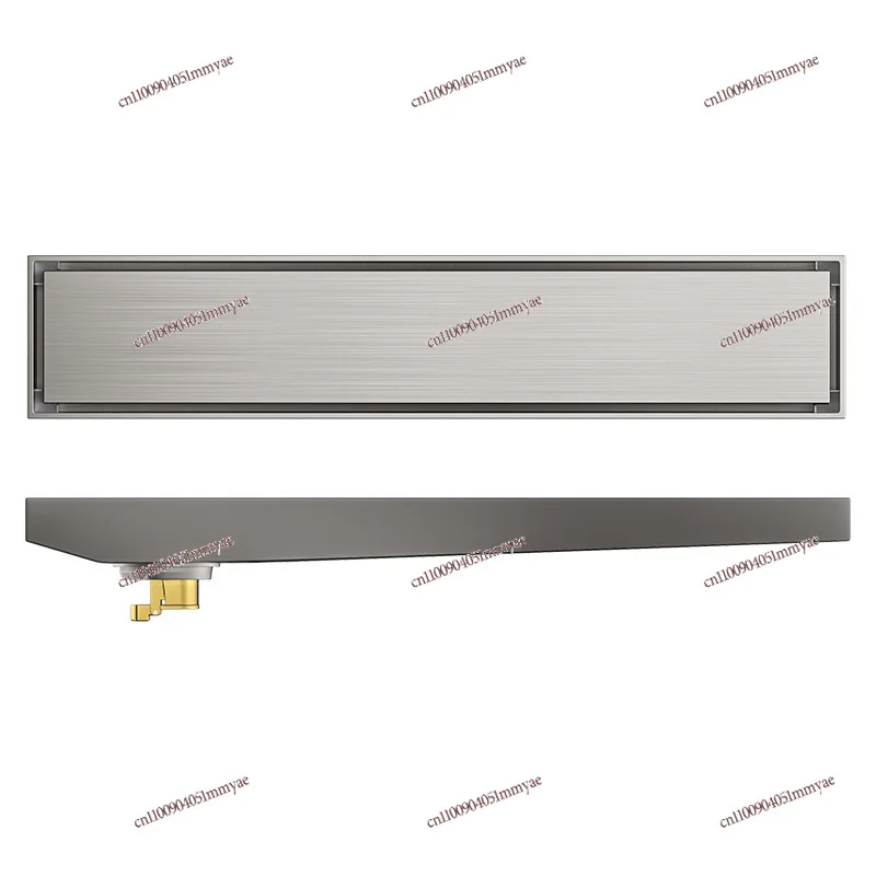 

[With Drainage Slope] Electroplating Gun Gray Strip Invisible Floor Drain Deodorant 304 Stainless Steel Shower Room Floor Drain