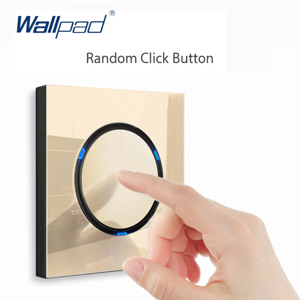 Wallpad Wall 1 2 3 4 Gang 2 Way Light Switch With LED Indicator EU Power Socket Electric Outlet Gold Glass Panel AC220V