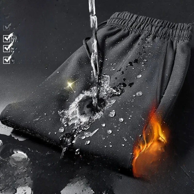 

Men's Fce Lined Waterproof Casual Pants Warm Windproof Trousers for Autumn Winter Workwear Comfortable Straight Leg Pants