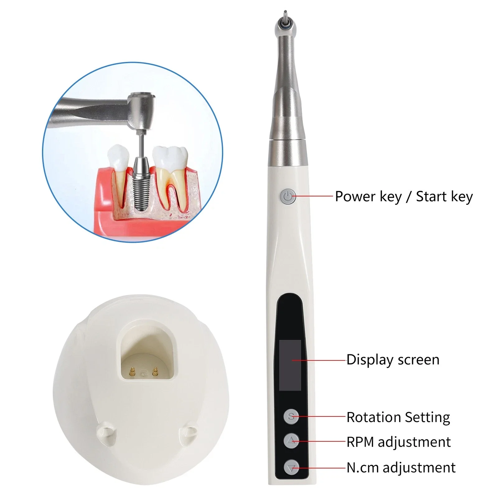 

Dental Wireless Implant Electric Torque Wrench Handpiece 360°+Tool Driver Kit