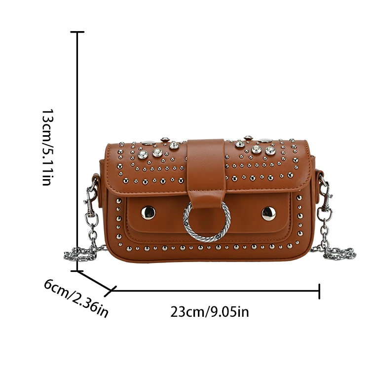 Brand bolsa feminina Luxury Rivet Shoulder Bag For Women 2026 Designer Handbags And Purse Trend Ladies Small Chain Crossbody Bag