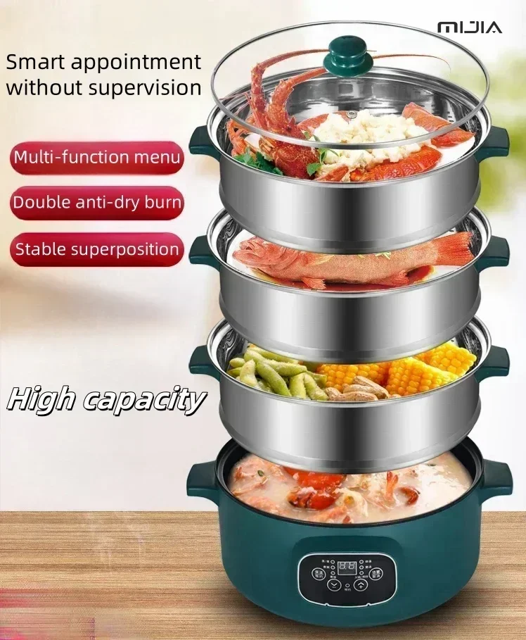 

Electric Steamer - Multifunctional, Household, Large Capacity, Appointment Timing, Multi-Layer, for Steaming Buns