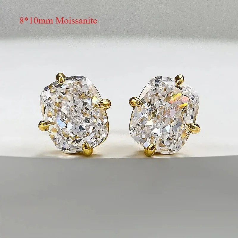

8*10mm Moissanite With GRA D VVS1 925 Silver Diamond Gemstone Earrings For Women 18K Plated Wedding Engagement Fine Jewelry Gift