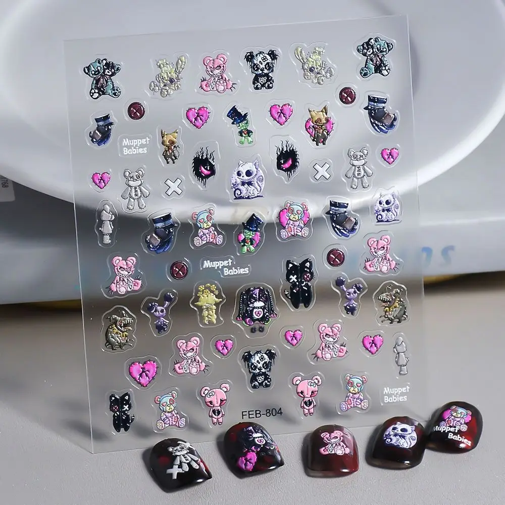 

DIY Nail Stickers Sweet Cool Cute Self Adhesive Manicure Accessories Cartoon Animal Design Nail Art Decorations Women