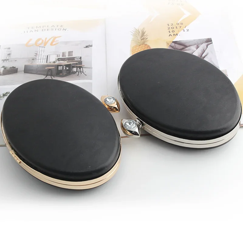 1PC Oval Boxed Metal Clutch Frame Handle Bag Flip Box Clutch Frame Clutch Women Bags Wallet Elegant Party Dinner Bag