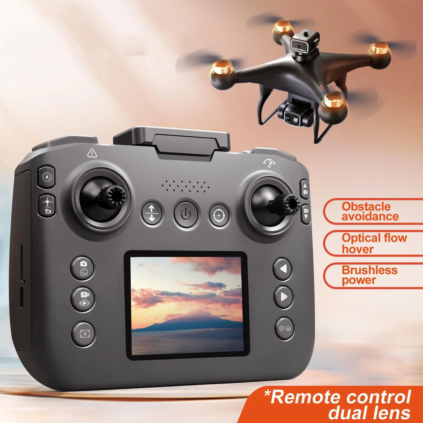 Drone Set Altitude Hold Obstacle Avoidance Remote Control Quadcopter Six   with Dual Camera for Xmas Gift for Beginners