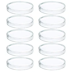 10Pcs Petri Dishes with Lid Clear Cell Tissue Petri Plates Laboratory Supplies Agar Glass