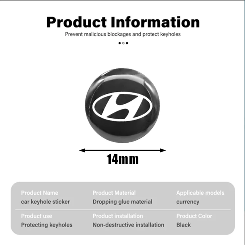 4/10 قطعة باب السيارة ثقب المفتاح غطاء ملصق قفل الأساسية مائي لشركة هيونداي جينيسيس N-LINE I10 I20 I30 I40 IX20 كونا جيتز اكسسوارات السيارات #2