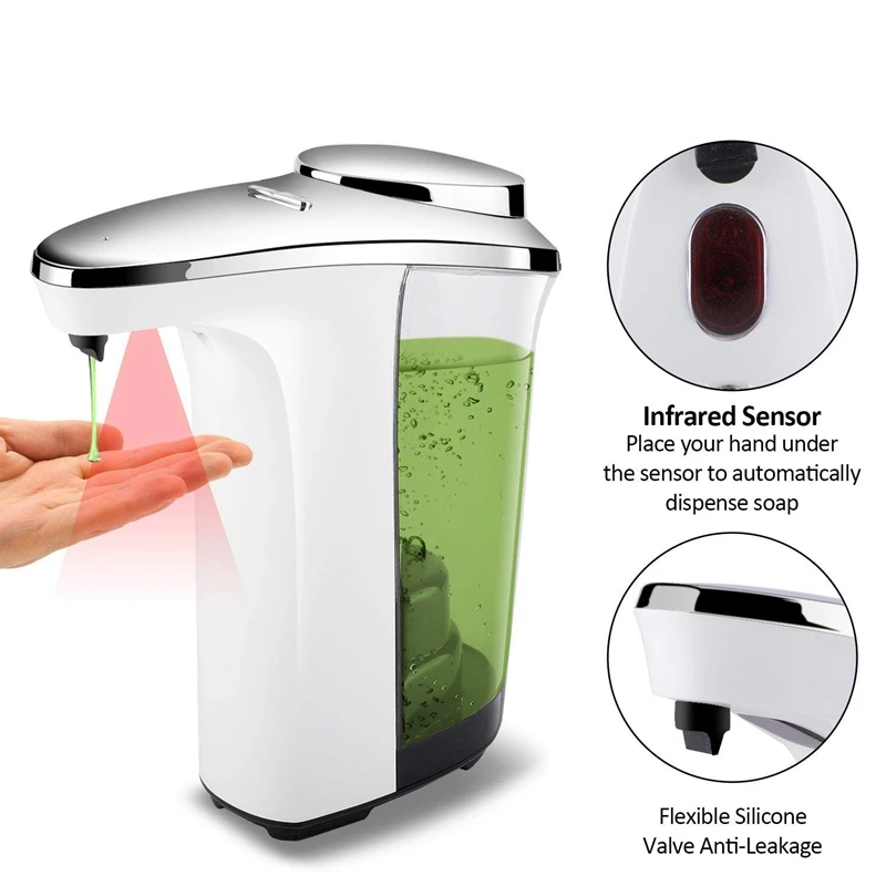 Automatic Soap Dispenser Compact Sensor Pump Adjustable Soap Dispensing Volume Control Battery Operated 17Oz/500Ml For Kitchen,