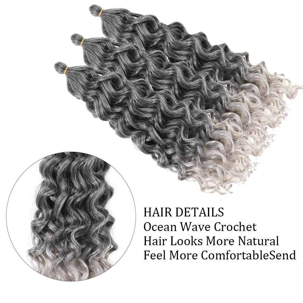 Curly Crochet Hair Extesion 18&24 Inch Hawaii Ocean Wave Braiding Hair Goddess Locs Synthetic Hair Boho Style Hairpiece For Wome