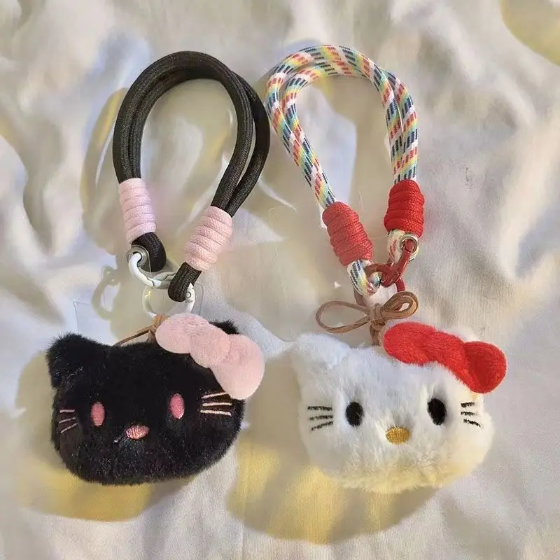 High Face Value Hello Kitty Plush Mobile Phone Pendant Cartoon Cute Diy Mobile Phone Decoration Anti-Lost Keychain Pendant