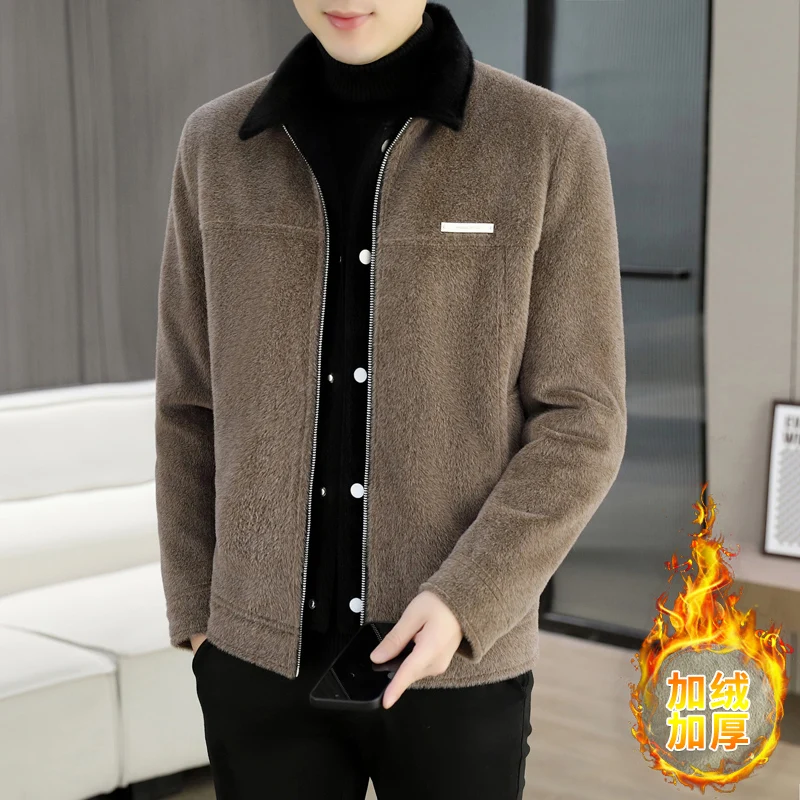 

High Quality Mink Fur Imitation Woolen Jackets Winter Lapel Thickened Warm Short Trench Coat Casual Business Wool Blends Jacket