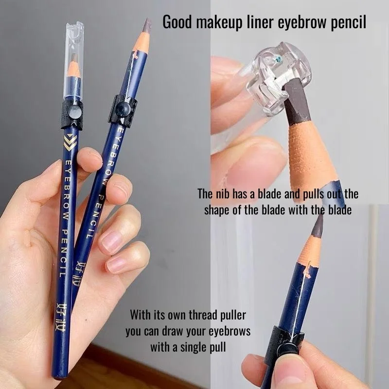 Eyebrow pencil one finger pull hard core duckbill makeup special flat head wild eyebrow pencil long-lasting non-fading