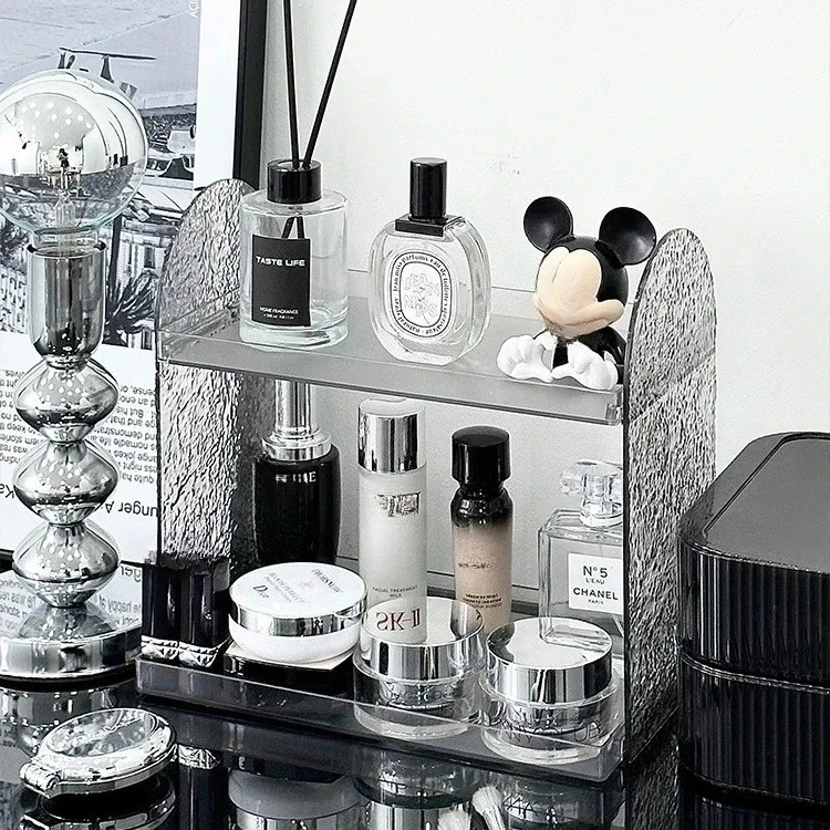 

Desktop Perfume Rack Acrylic Light Luxury Cosmetics Storage Shelf Makeup Lipstick Eyeshadow Palette Bathroom Storage Organizer