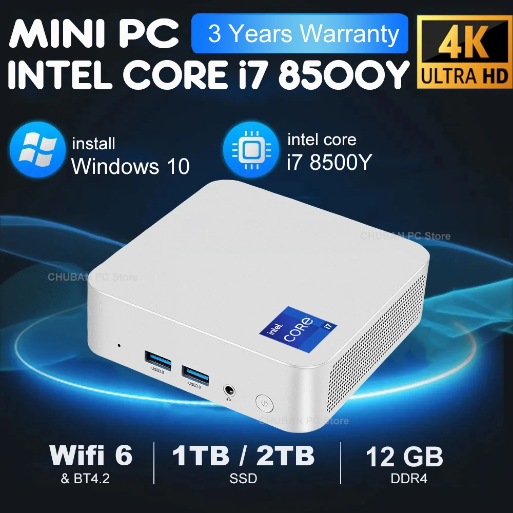 

2025 Мини-ПК Windows 10 Intel Core i7 8500Y Настольный ПК Игровой компьютер 12 ГБ DDR4 1 ТБ 2 ТБ SSD WiFi 6 BT4.2 Портативный мини-ПК геймер
